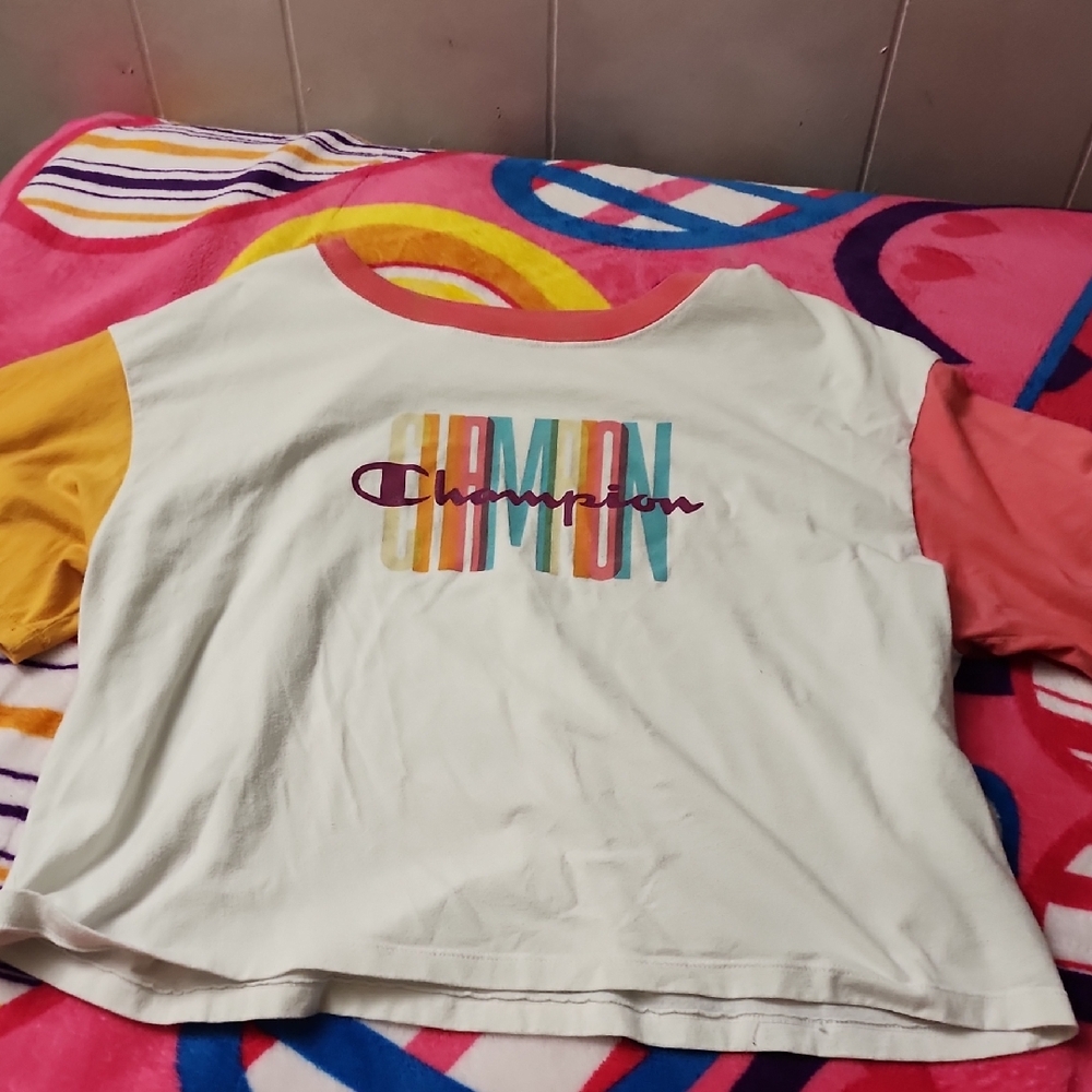 Champion White and Yellow Short Sleeve Tees